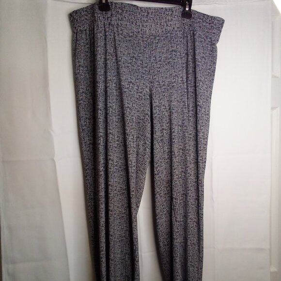 Premise Pants 3X Pull On Elastic Wide Leg Soft Stretch Pattern Black White - Picture 1 of 14